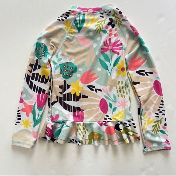 Sunguard Rashguard Floral Ruffle Swimsuit Size 10/11 Large - Picture 3 of 8